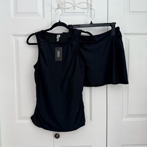NWT Daci Classic Black Tankini Set - 2pc Tummy Control Swimsuit with Skirt large